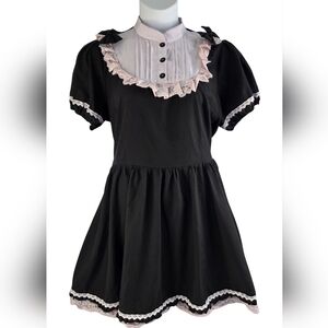 Dear My Love 2X Jirai Kei Mini Dress Black Pink Whimsigoth Ruffle E-1791